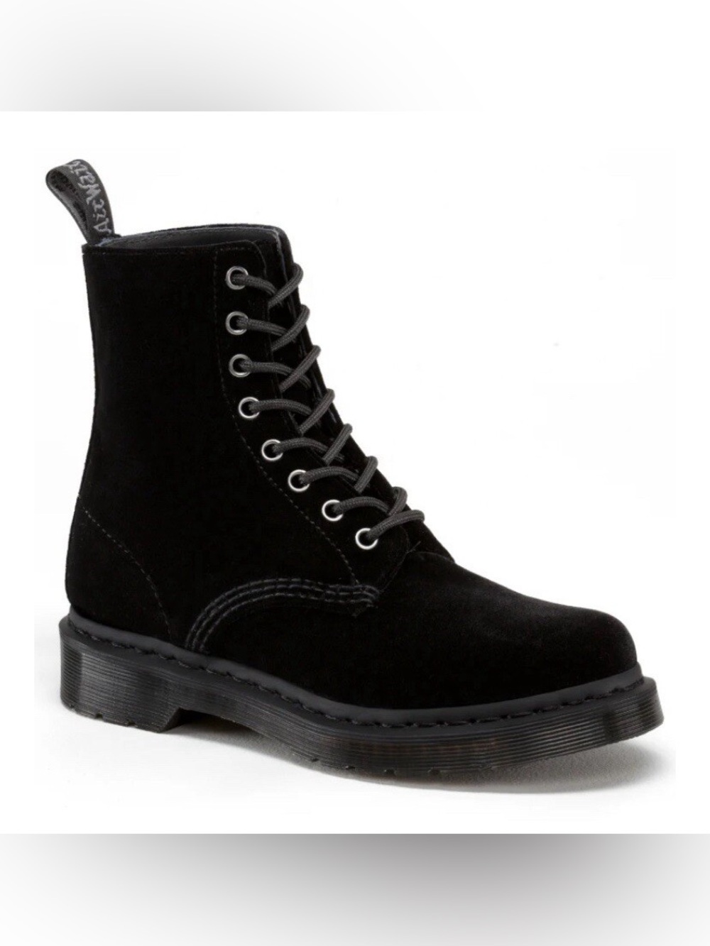 Velvet Black Dr. Martens Lace-Up Combat Boots